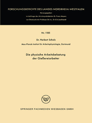 cover image of Die physische Arbeitsbelastung der Gießereiarbeiter